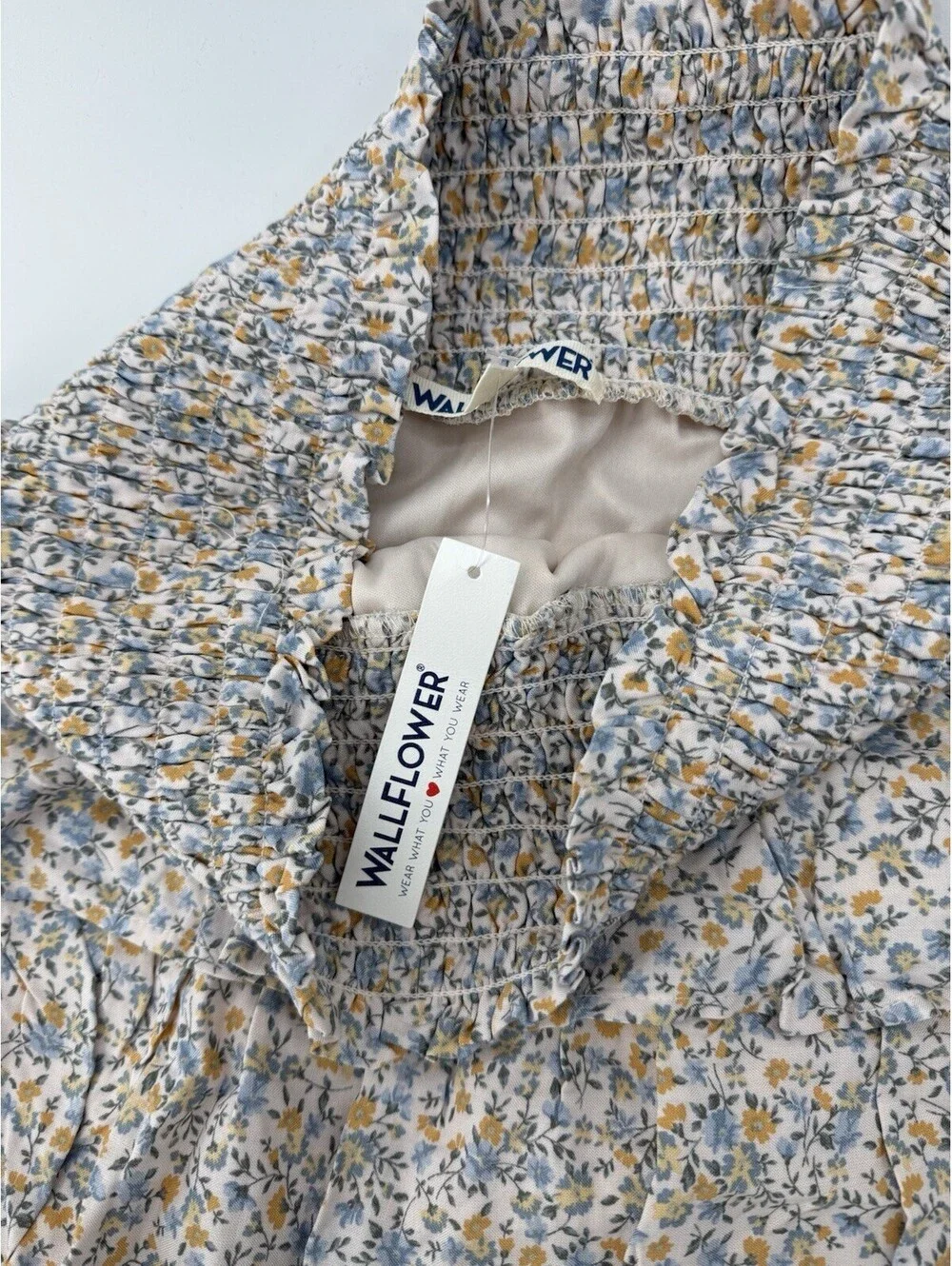NWT Wallflower Skirt Women Large Blue Yellow Floral Tiered PullOn Lined Romantic